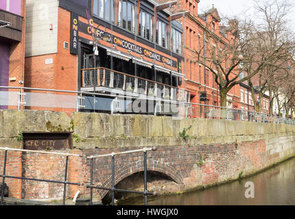 Canal street in Manchester`s Gay village. Manchester, England. UK Stock Photo